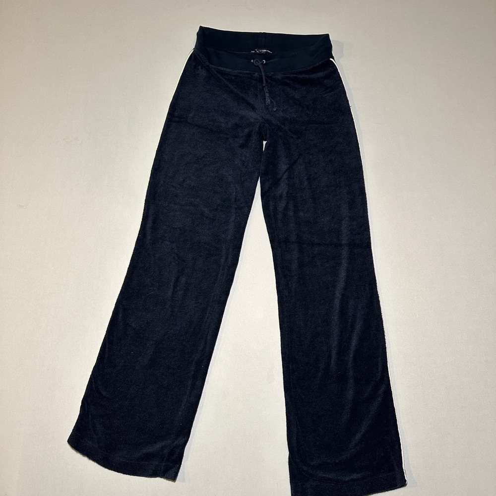 Vintage Y2K Ralph Lauren Golf Velour Track Pants XS Navy Blue Stripe